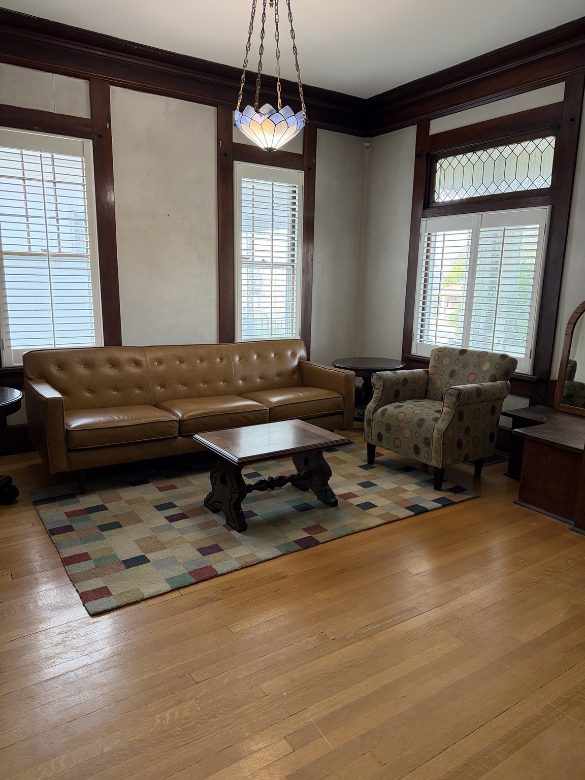 Living room with original woodwork at 425 S 1300 E